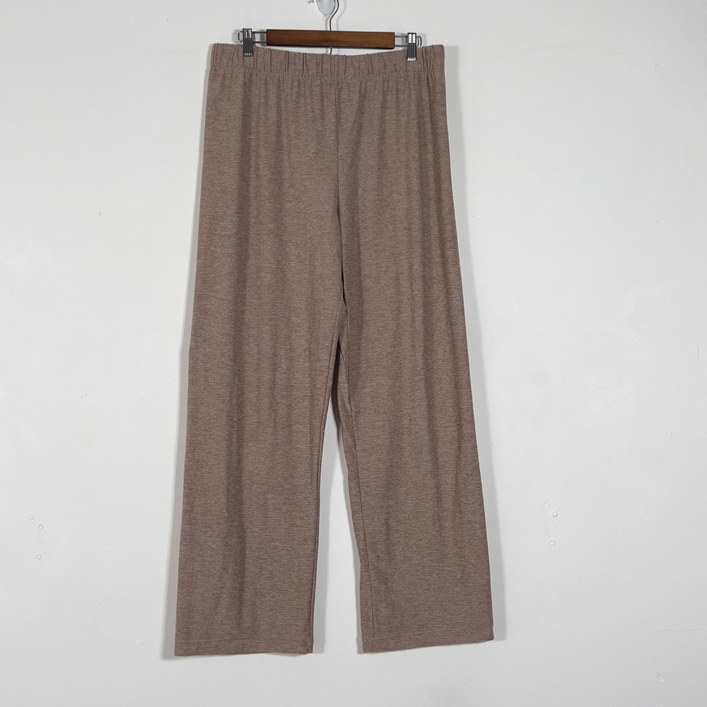 Outdoor Voices CloudKnit Wide Leg Pants Women Sz L Brown Heathered Loungewear